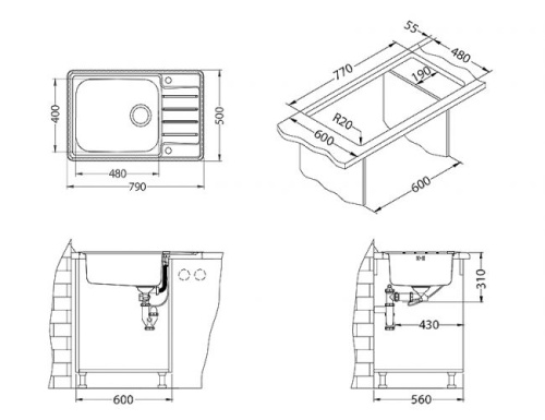 Мойка для кухни Alveus PRAKTIK 120 SAT-90 790x500 1122463