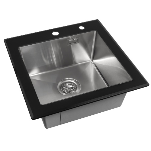 Мойка кухонная Arfeka Eco AR 500*500 GS black glass + satin