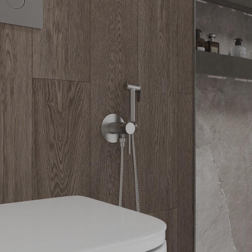 Гигиенический душ со смесителем Oliveeka OL-829902+88869017-BN, никель матовый