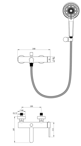 Смеситель для ванны Oliveeka OL-639017-BGM