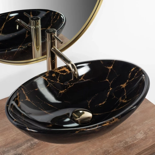 Умывальник Rea Pamela Black Marble Shiny U5067
