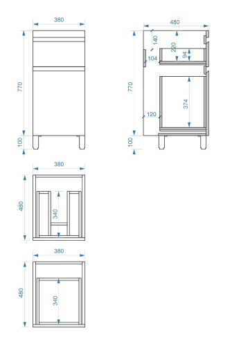 Тумба напольная Vela Каскад 38Н под Kamilla 100 (дуб галифакс табак) TU203815