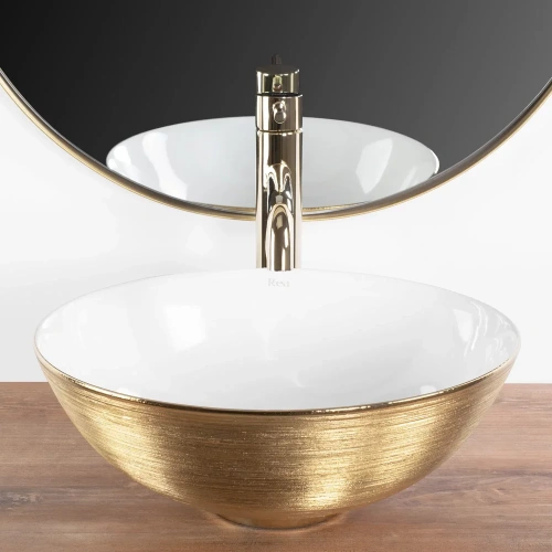 Умывальник Rea Stella gold brush white U9087