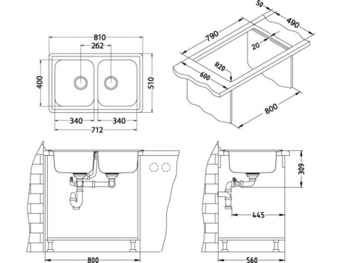 Мойка для кухни Alveus ELEGANT 40 SAT-90 810x510 1009383