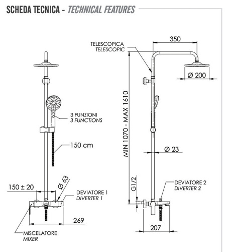 Душевая система Remer Energy EY34AEC20