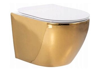 Унитаз подвесной Rea Carlo Mini Rimless Gold White C0669