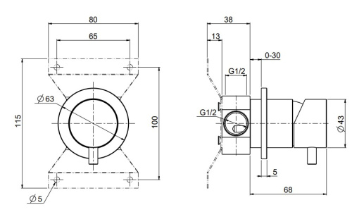 Смеситель для душа QuadroDesign Source/Ottavo 1343.00AS