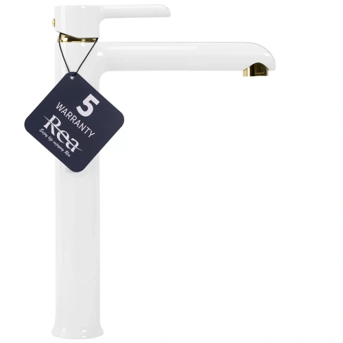 Смеситель для умывальника Rea Melia white gold B2709