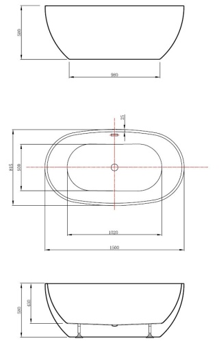 Ванна акриловая Vincea VBT-408-1500