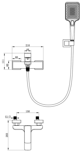 Душевая система для ванны со смесителем Oliveeka OL-639003A+869003-CR