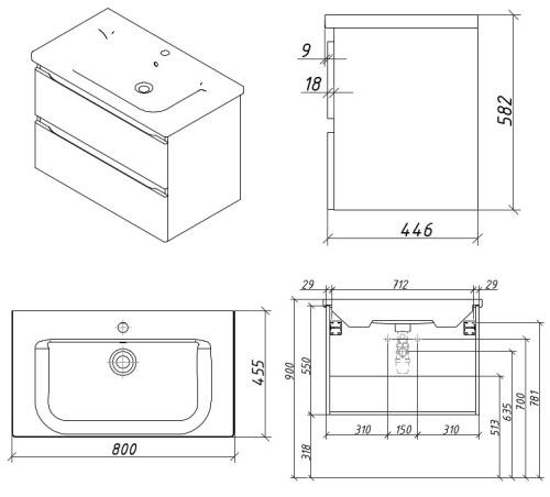 Тумба подвесная Caprigo Forte 80 36112-SF024