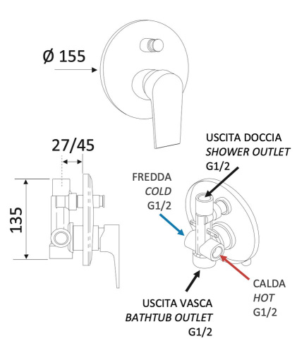 Смеситель для душа Mariani Artic В37173AT
