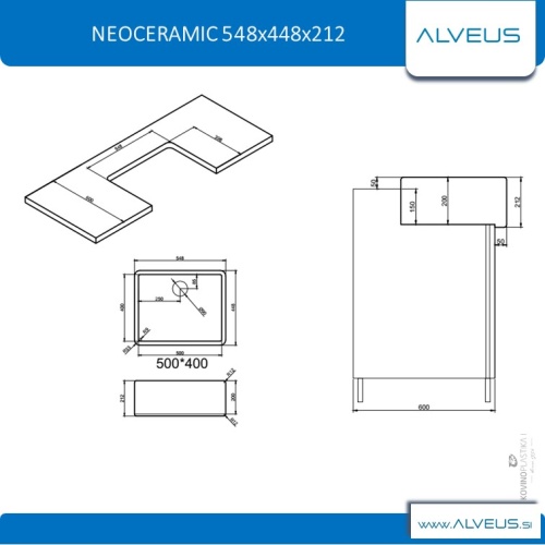 Мойка для кухни Alveus NEOCERAMIC 548x448x212 227981