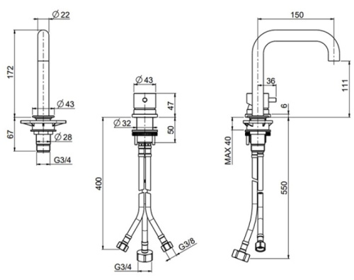 Смеситель для раковины QuadroDesign Source/Ottavo 1207AS Смеситель для раковины QuadroDesign Source/Ottavo 1207AS
