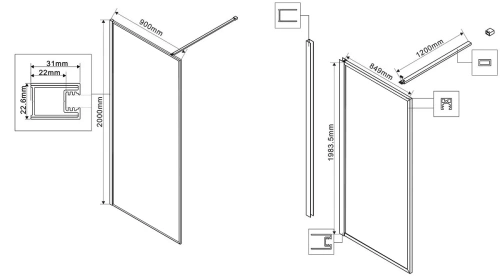 Душевая стенка Vincea Walk-In HP Art VSW-1HP900GWBG