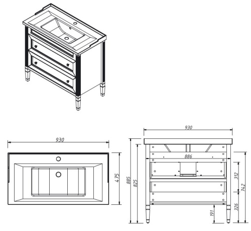 Тумба напольная Caprigo Albion Concept 90 34018-SF028