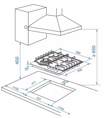 Газовая варочная панель ZORG HAG62 FDW black