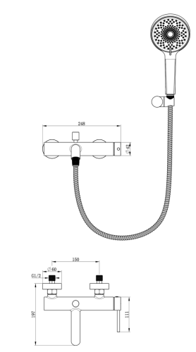 Смеситель для ванны Oliveeka OL-639017-BG