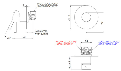 Смеситель для душа Remer Metrica MC30L