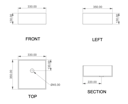 Раковина GSG Ceramic Design Box BXLA33001, белый матовый
