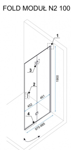 Душевая дверь Rea Fold Modul 100 K7439