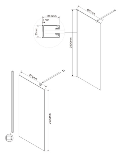 Душевая стенка Vincea Walk-In VSW-1H900MRGM Душевая стенка Vincea Walk-In VSW-1H900MRGM
