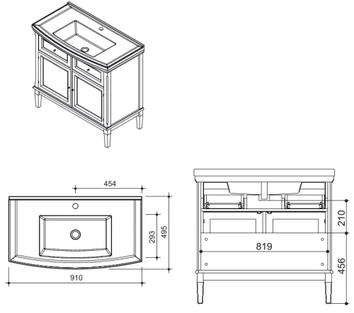 Тумба напольная Caprigo Jardin 90 10413-B059
