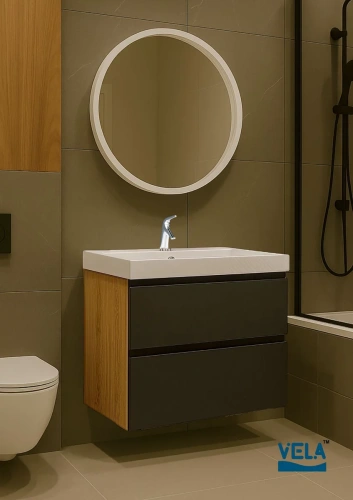 Тумба подвесная Vela Мира Лайт 70П под Classica (дуб/черный) TU8836