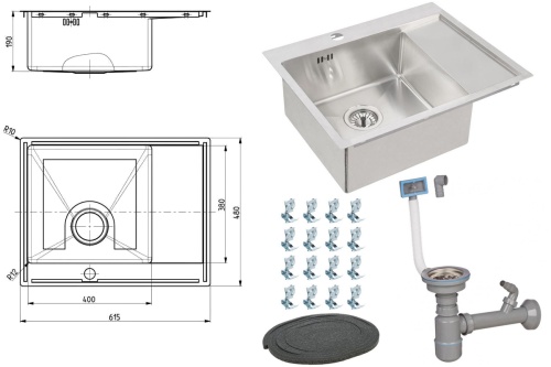 Мойка для кухни Alveus QUARTO 20 BRS-90 615х480 1124383