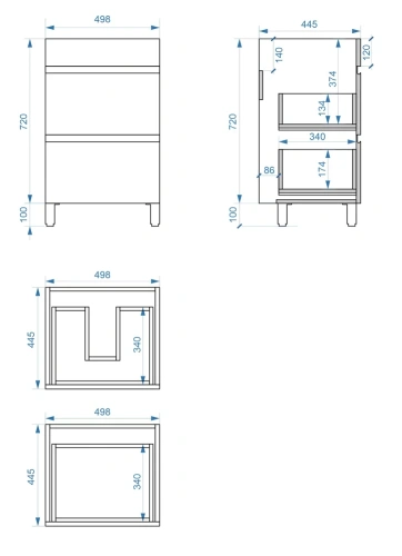 Тумба напольная Vela Мира 50Н под Bazis (белый мат) TU6998