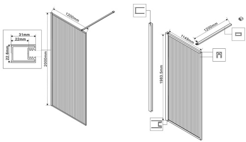 Душевая стенка Vincea Walk-In VSW-1HP120FLBG