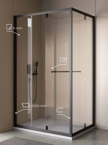 Душевой уголок Kolpa-San STELLAR DW 120*90-UNI B/1 black transparent