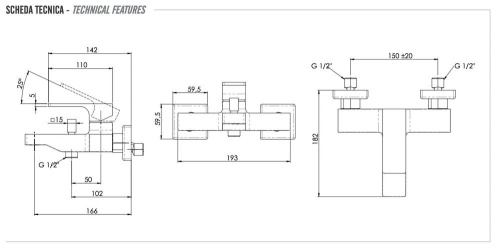 Смеситель для ванны Remer Absolute AU05BG, золото брашированное