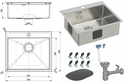 Мойка для кухни Alveus QUARTO 10 BRS-90 550x480 1124382