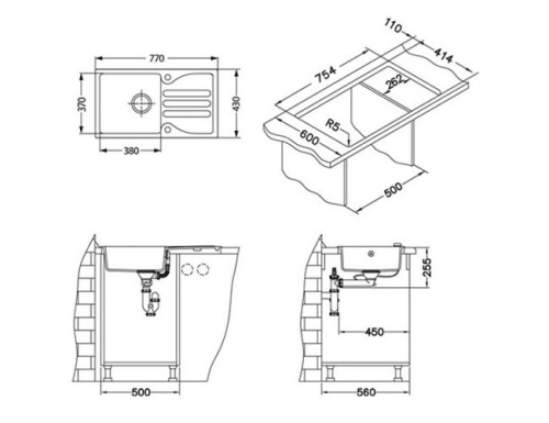Мойка для кухни Alveus GALAPAGOS 30 Granital BEIGE-G55 770x430x150 1091213