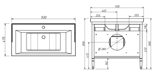 Тумба напольная Caprigo Albion 90 10313-B074