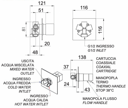 Смеситель для душа Remer Q-Elegance QT94C