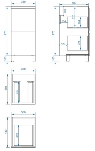 Тумба напольная Vela Мира 38Н под Kamilla 100 (серый) TU1619