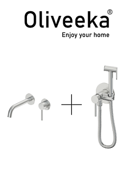 Гигиенический душ со смесителем Oliveeka OL-829902+88869017-BN, никель матовый
