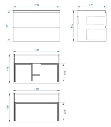 Тумба подвесная Vela Мира 75П под Alice TU14145