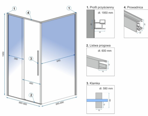 Душевой уголок Rea Solar Gold 90x90 K4900