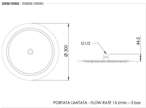 Верхний душ с шарнирным соединением 30 см Remer 357UFM30X Верхний душ с шарнирным соединением 30 см Remer 357UFM30X