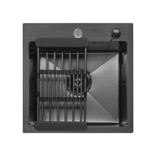 Комплект Arfeka Eco AR мойка 450*450 (настольная), коландер, дозатор black decor