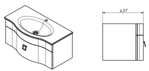 Тумба подвесная Caprigo Nokturn 90 1313-SF025