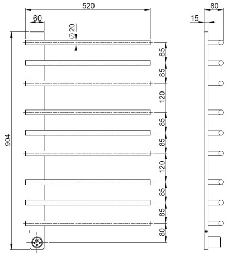Полотенцесушитель электрический Vincea VTD-2SC3GM