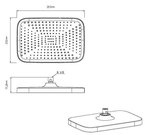 Верхний душ с держателем Vincea VSHD-41CBG Верхний душ с держателем Vincea VSHD-41CBG