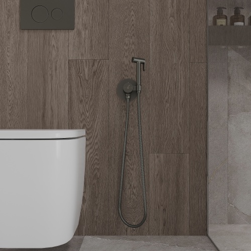 Гигиенический душ с термостатом со смесителем Oliveeka OL-829909+88139017-BGM, мат.оружейный металл