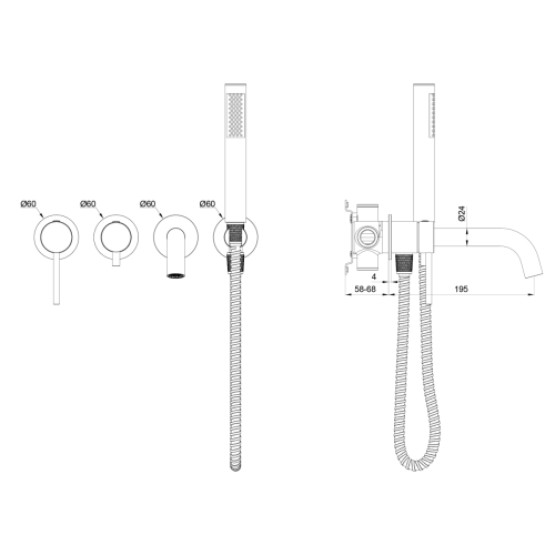 Смеситель для ванны Oliveeka OL-889017-BGM