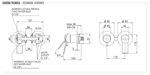Смеситель для душа Remer Slash SL93ZPNO, черный матовый