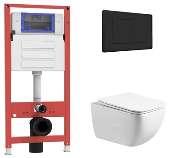 Комплект Oliveeka инсталляция OL-MQ-003 с унитазом OL-1216 и кнопкой OL-E12-MB